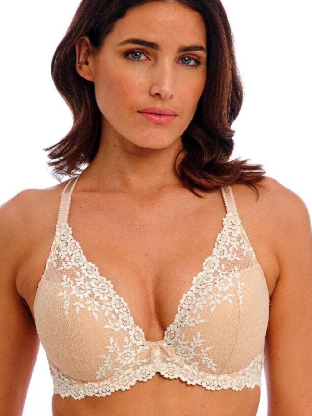 Wacoal 853291 Embrace Lace Plunge Underwire Lined-Cup Bra 34C Beige